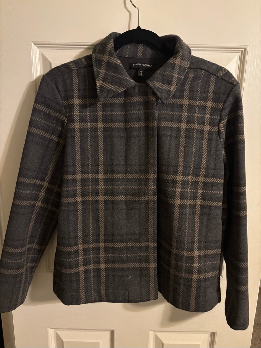 Banana Republic Gray Plaid Wool-Blend Blazer